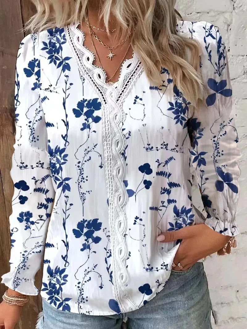 Plus Size 1XL-5XL Women's Fashion Long Sleeved Hollow Out Floral Print Shirt Top Ladies Casual V-neck Fashionable Blouse Shirt
Plus Size 1XL-5XL Women's Fashion Long Sleeved Hollow Out Floral Print Shirt Top Ladies Casual V-neck Fashionable Blouse Shirt