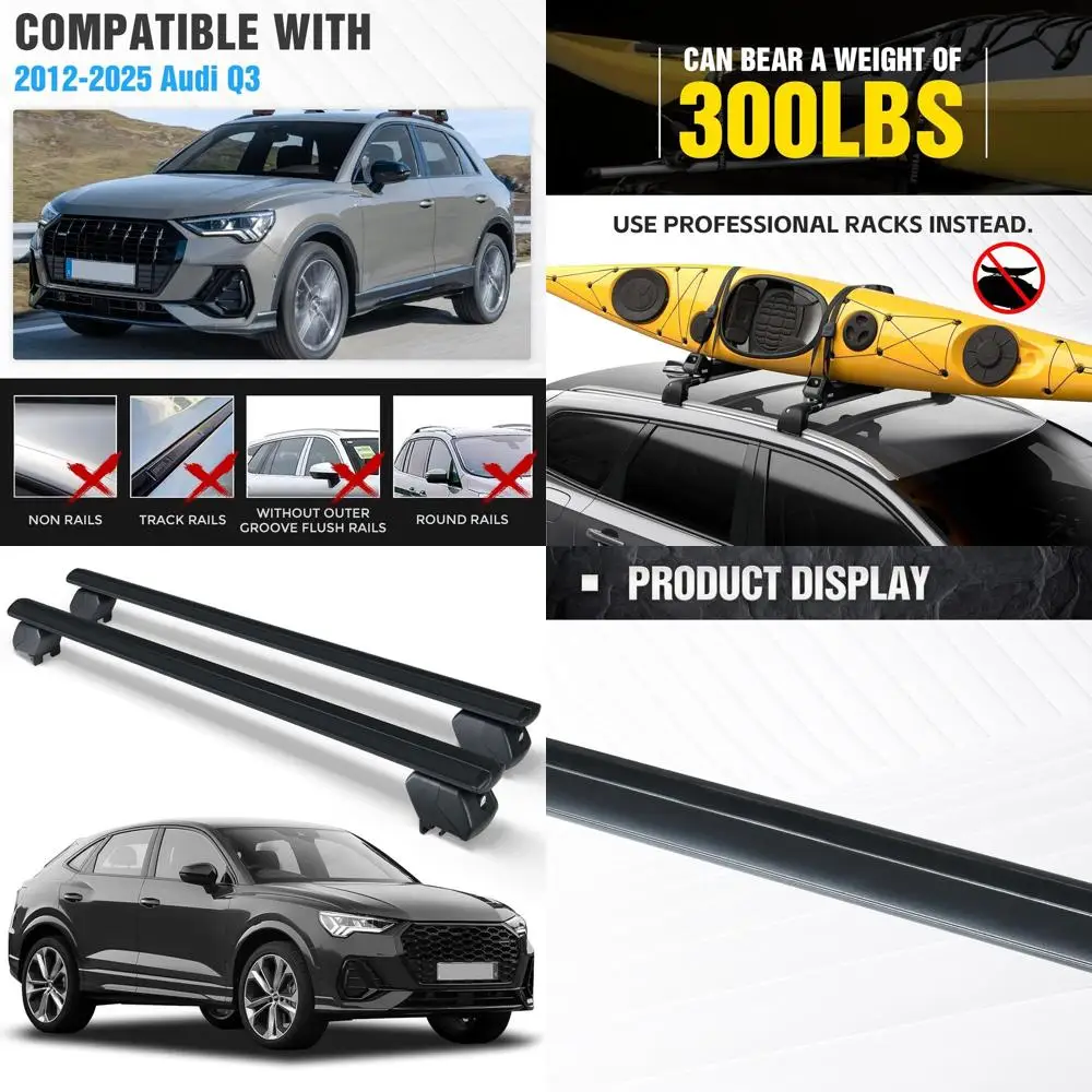 Усиленные багажные поперечины на крышу (300 фунтов/136 кг) для Audi Q3 2012-2025 с боковыми рейлингами, регулируемые и запираемые, верхние багажные поперечины C
Усиленные багажные поперечины на крышу (300 фунтов/136 кг) для Audi Q3 2012-2025 с боковыми рейлингами, регулируемые и запираемые, верхние багажные поперечины C