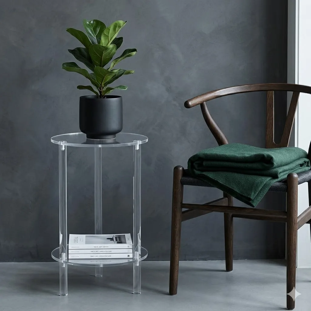 Clear Acrylic Round Side Table 2-Tier Transparent End Table Living Room Bedroom Nightstand Modern Lucite Coffee Table
Clear Acrylic Round Side Table 2-Tier Transparent End Table Living Room Bedroom Nightstand Modern Lucite Coffee Table
