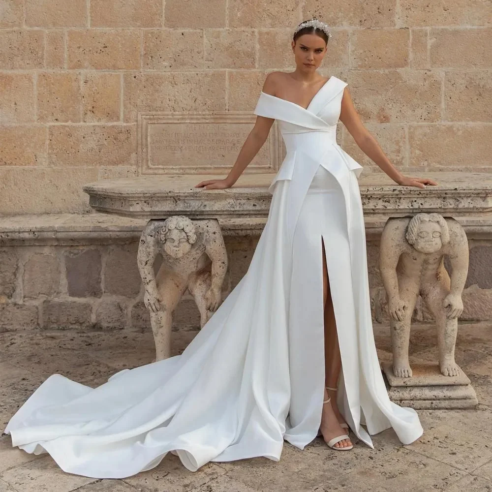 Fall In Love Simple White Wedding Dress V-Neck Satin Mermaid Bridal Gown Vestidos De Novia New Evening Dress Wedding Party Dress
Fall In Love Simple White Wedding Dress V-Neck Satin Mermaid Bridal Gown Vestidos De Novia New Evening Dress Wedding Party Dress