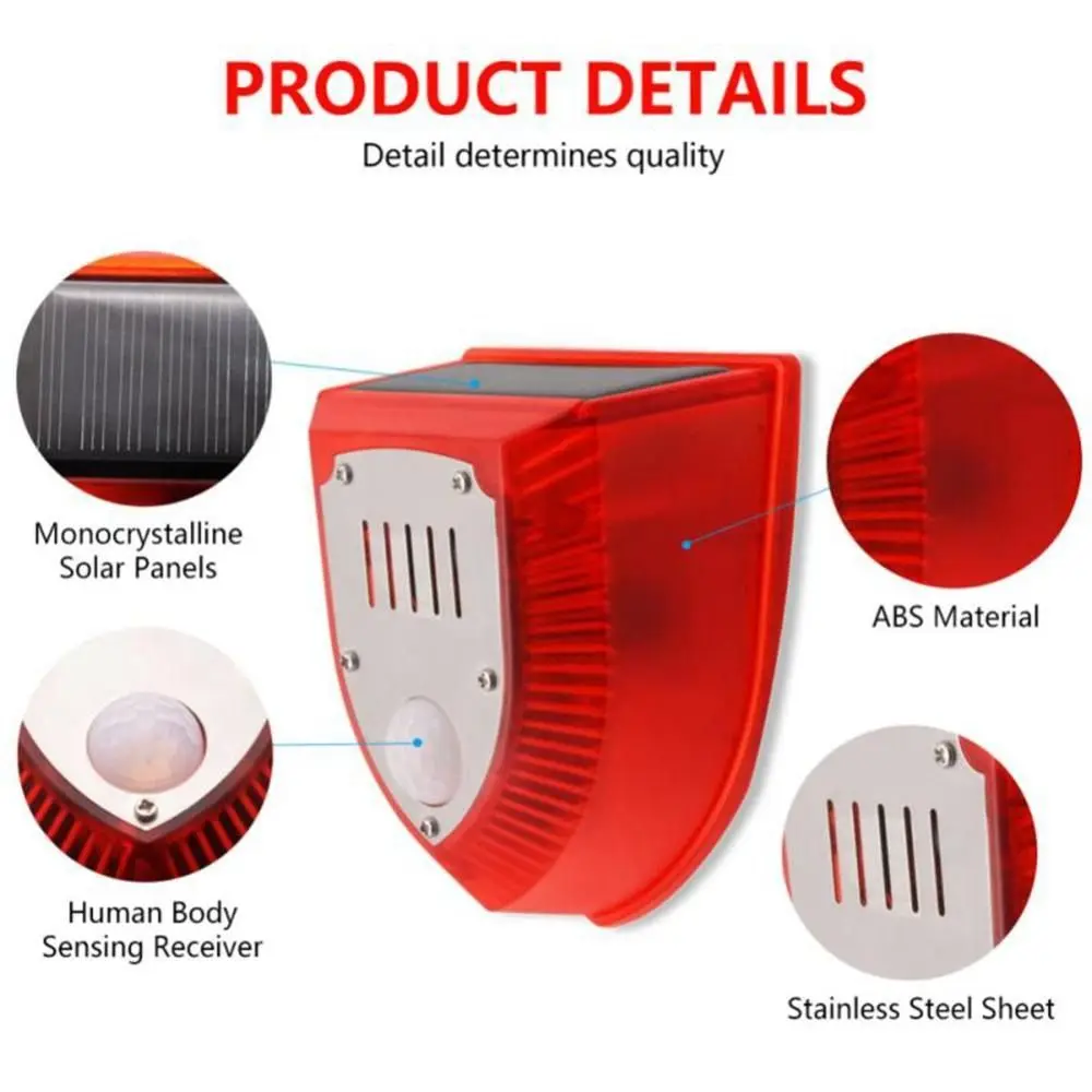 Waterproof Solar Alarm Solar-powered Multifunctional Solar Lamps Sound Alarm Portable Solar Charging Alarm Garage Security
Waterproof Solar Alarm Solar-powered Multifunctional Solar Lamps Sound Alarm Portable Solar Charging Alarm Garage Security