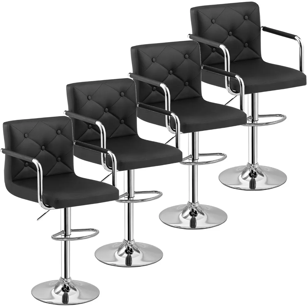 Bar Stools Set of 4, Adjustable Bar Stools, Counter Height Barstool with Back and Arms, Swivel PU Leather Bar Chairs
Bar Stools Set of 4, Adjustable Bar Stools, Counter Height Barstool with Back and Arms, Swivel PU Leather Bar Chairs