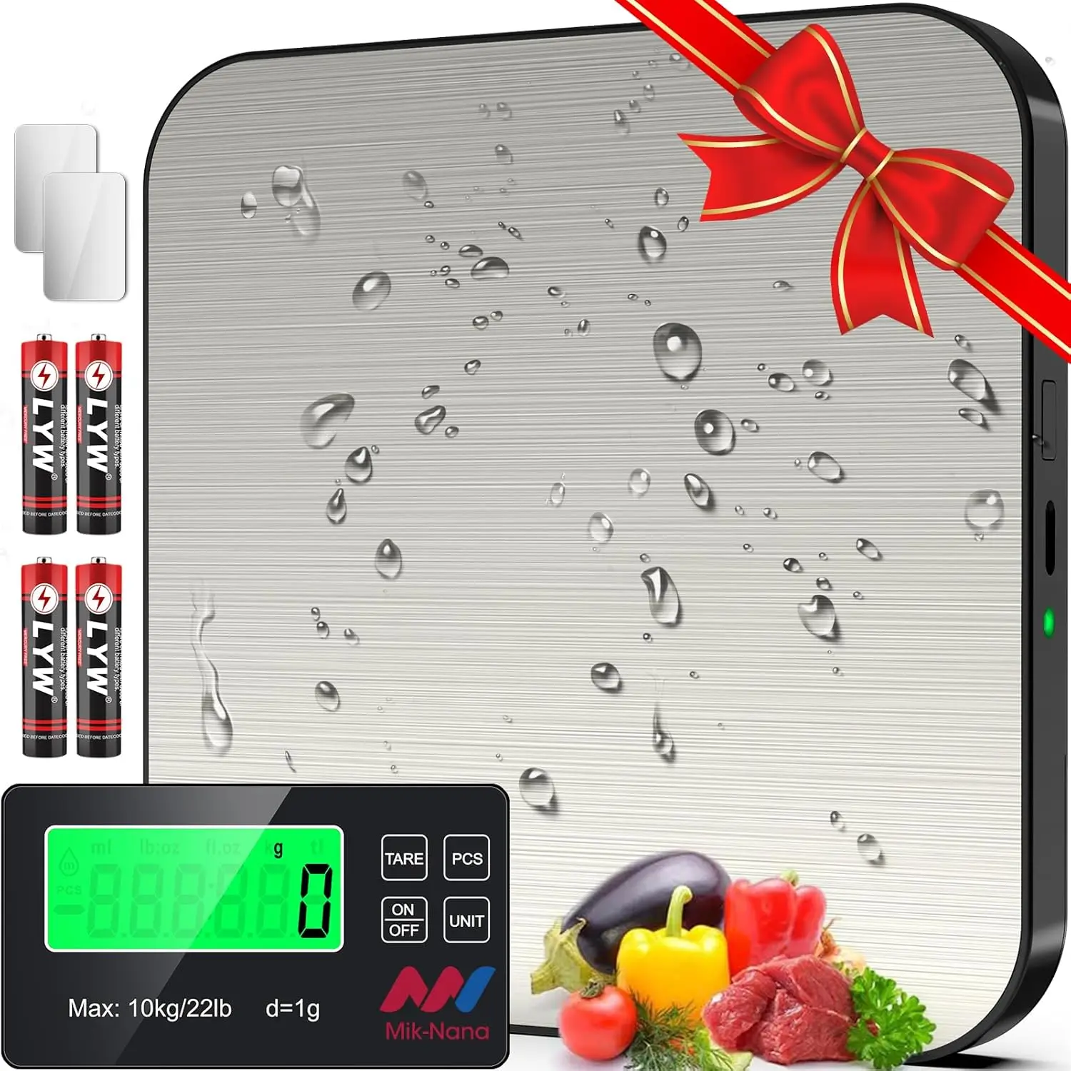 22lb Digital Kitchen Scale with 7 Units LCD Display & Tare Function, Stainless Steel for Baking, Cooking, Meal Prep (Batteries Included)
22lb Digital Kitchen Scale with 7 Units LCD Display & Tare Function, Stainless Steel for Baking, Cooking, Meal Prep (Batteries Included)