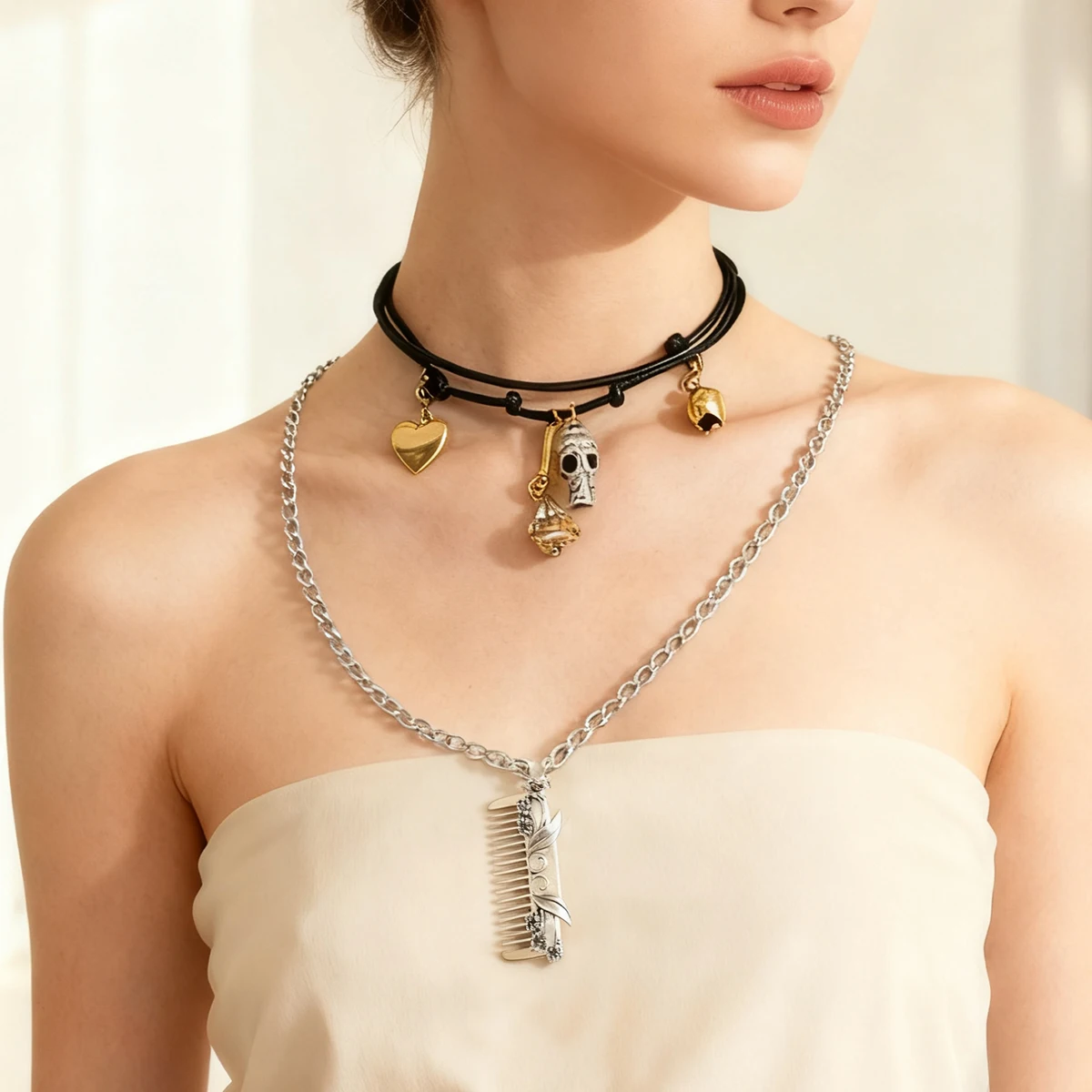 ZAA 2025 Personalized Design Multi layer Comb Pendant Necklace Retro Fashion Versatile Stacked Sweater Chain Jewelry Gift
ZAA 2025 Personalized Design Multi layer Comb Pendant Necklace Retro Fashion Versatile Stacked Sweater Chain Jewelry Gift