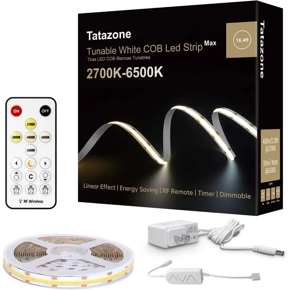 High CRI 93+ Dimmable Dual Color COB LED Strip Light, 2700K-6500K, 6.56ft, R Remote, Ideal for Home Decor
High CRI 93+ Dimmable Dual Color COB LED Strip Light, 2700K-6500K, 6.56ft, R Remote, Ideal for Home Decor