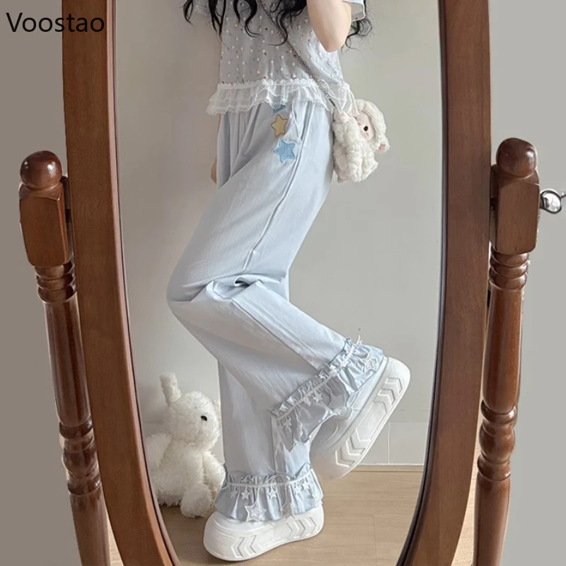 Japanese Kawaii Lolita Straight Pants Women Sweet Cute Star Tassel Ruffles Casual Pants Girls Y2k Aesthetic Fairy Wide Leg Pants
Japanese Kawaii Lolita Straight Pants Women Sweet Cute Star Tassel Ruffles Casual Pants Girls Y2k Aesthetic Fairy Wide Leg Pants