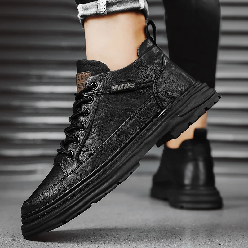 Men's Casual Leather Panel Shoes Spring Summer Autumn Waterproof Fleece Lined British Style Flat Heel Outdoor Leisure Footwear
Men's Casual Leather Panel Shoes Spring Summer Autumn Waterproof Fleece Lined British Style Flat Heel Outdoor Leisure Footwear