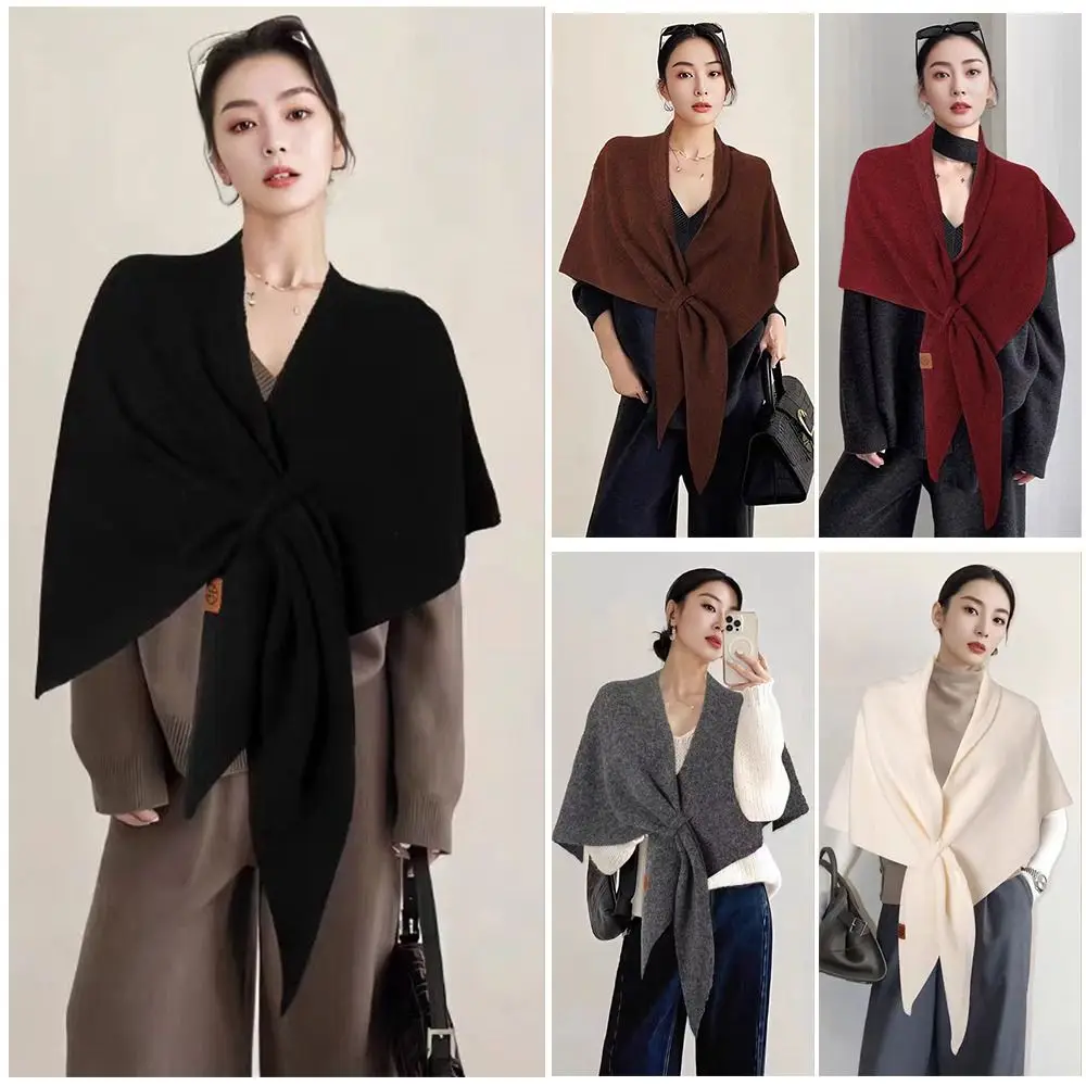 Casual Solid Color Knitted Shawl Soft Neck Wrap Sweater Shawl Cape Thickened Winter Warm Triangle Scarf
Casual Solid Color Knitted Shawl Soft Neck Wrap Sweater Shawl Cape Thickened Winter Warm Triangle Scarf
