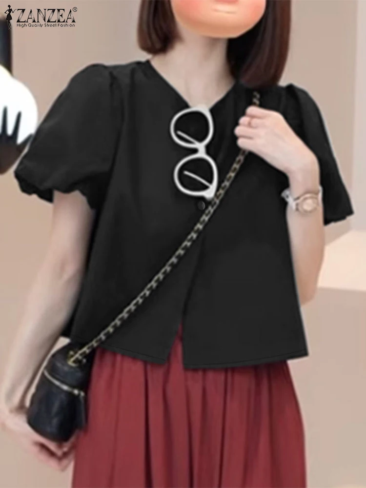 ZANZEA Casual Women Shirts Button Up O-Neck Short Puff Sleeve Korean Fashion Chemises Femme Commute Solid Summer Short Tops
ZANZEA Casual Women Shirts Button Up O-Neck Short Puff Sleeve Korean Fashion Chemises Femme Commute Solid Summer Short Tops