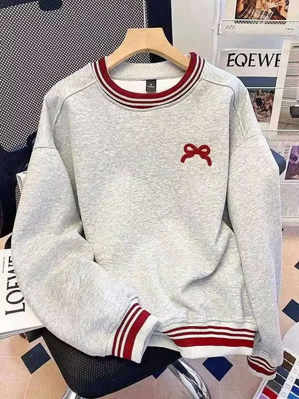 Extra Large 300 Pounds Knot Embroidered round Neck Sweatshirt Women Spring Autumn American INS Color Collision Long...
Extra Large 300 Pounds Knot Embroidered round Neck Sweatshirt Women Spring Autumn American INS Color Collision Long...