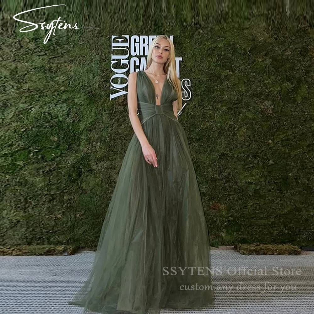 SSYTENS Elegant Long Prom Dresses Customized Green Tulle Beach Evening Gowns Deep V-Neck A-line Formal Event Wedding Party Dress
SSYTENS Elegant Long Prom Dresses Customized Green Tulle Beach Evening Gowns Deep V-Neck A-line Formal Event Wedding Party Dress