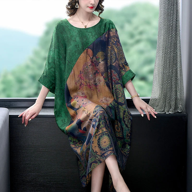 Women Green Floral Natural Silk Maxi Dress 2023 Korean Vintage Hepburn Casual Dress Summer Elegant Loose Waist Plus Size Dress
Women Green Floral Natural Silk Maxi Dress 2023 Korean Vintage Hepburn Casual Dress Summer Elegant Loose Waist Plus Size Dress