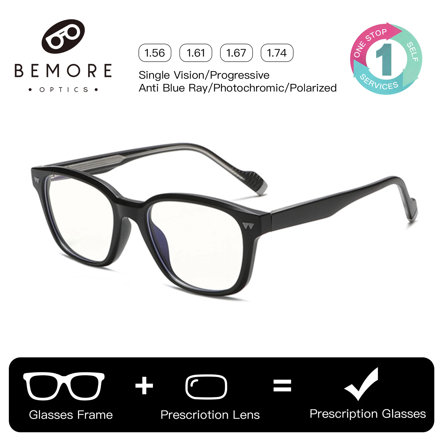 BEMORE Square Acetate Prescription Glasses Men Photochromic Anti Blue Light Optical lenses recipe Myopia Eyeglasses
BEMORE Square Acetate Prescription Glasses Men Photochromic Anti Blue Light Optical lenses recipe Myopia Eyeglasses