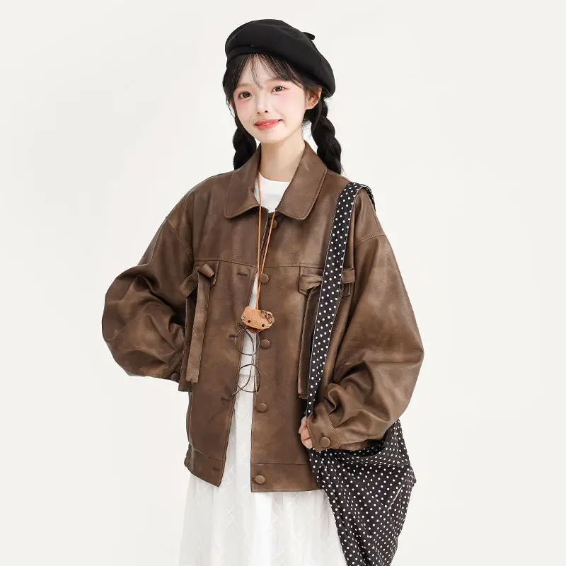 Shpmishal Korean Fashion Brown Leather Jacket 2024 Women's Autumn Fashion High-end Loose Motorcycle Coat Top Female Clothing
Shpmishal Korean Fashion Brown Leather Jacket 2024 Women's Autumn Fashion High-end Loose Motorcycle Coat Top Female Clothing