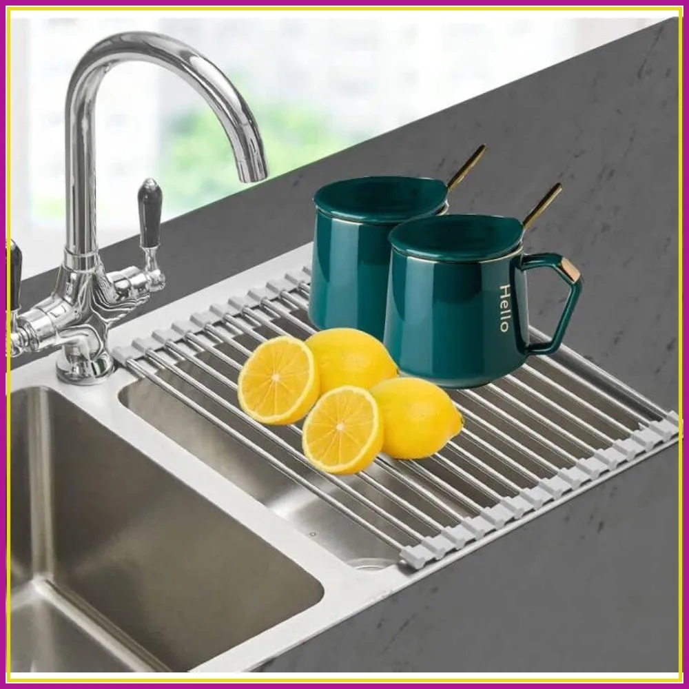 Over-the-Sink Dish Drying Rack, Collapsible Roll-Up Design, Portable Kitchen Drainer, Warm Gray 17.8x11.8 Inch
Over-the-Sink Dish Drying Rack, Collapsible Roll-Up Design, Portable Kitchen Drainer, Warm Gray 17.8x11.8 Inch