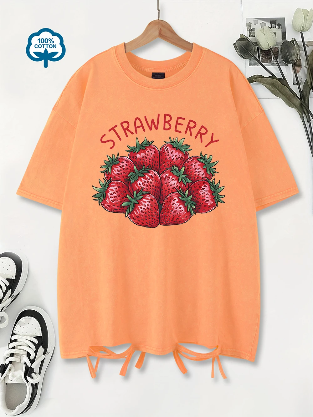 100% Cotton Washed T-Shirts Womens Oversized Tempting Strawberries Prints T Shirt O-Neck Distressed Holes Tops Summer Clothes
100% Cotton Washed T-Shirts Womens Oversized Tempting Strawberries Prints T Shirt O-Neck Distressed Holes Tops Summer Clothes