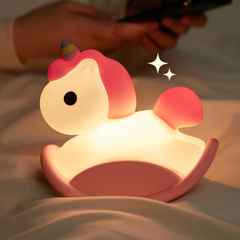 Night Light for Kids Rainbow Trojan Horse Lamp Rechargeable Cute Silicone Animal Dimmable Sleeping Night Light for Bedroom Decor
Night Light for Kids Rainbow Trojan Horse Lamp Rechargeable Cute Silicone Animal Dimmable Sleeping Night Light for Bedroom Decor