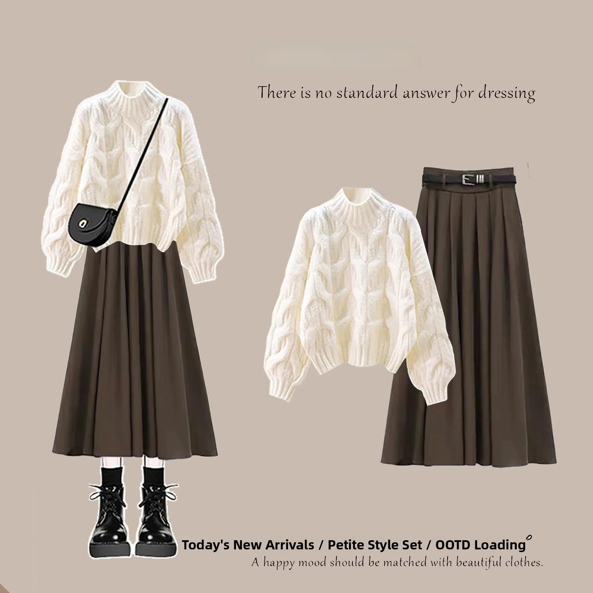 Casual Large Size Knitted Sweater Long Sve round Ne Spring Coffee Color f Skirt High Waist Two-Piece Set plus Size
Casual Large Size Knitted Sweater Long Sve round Ne Spring Coffee Color f Skirt High Waist Two-Piece Set plus Size