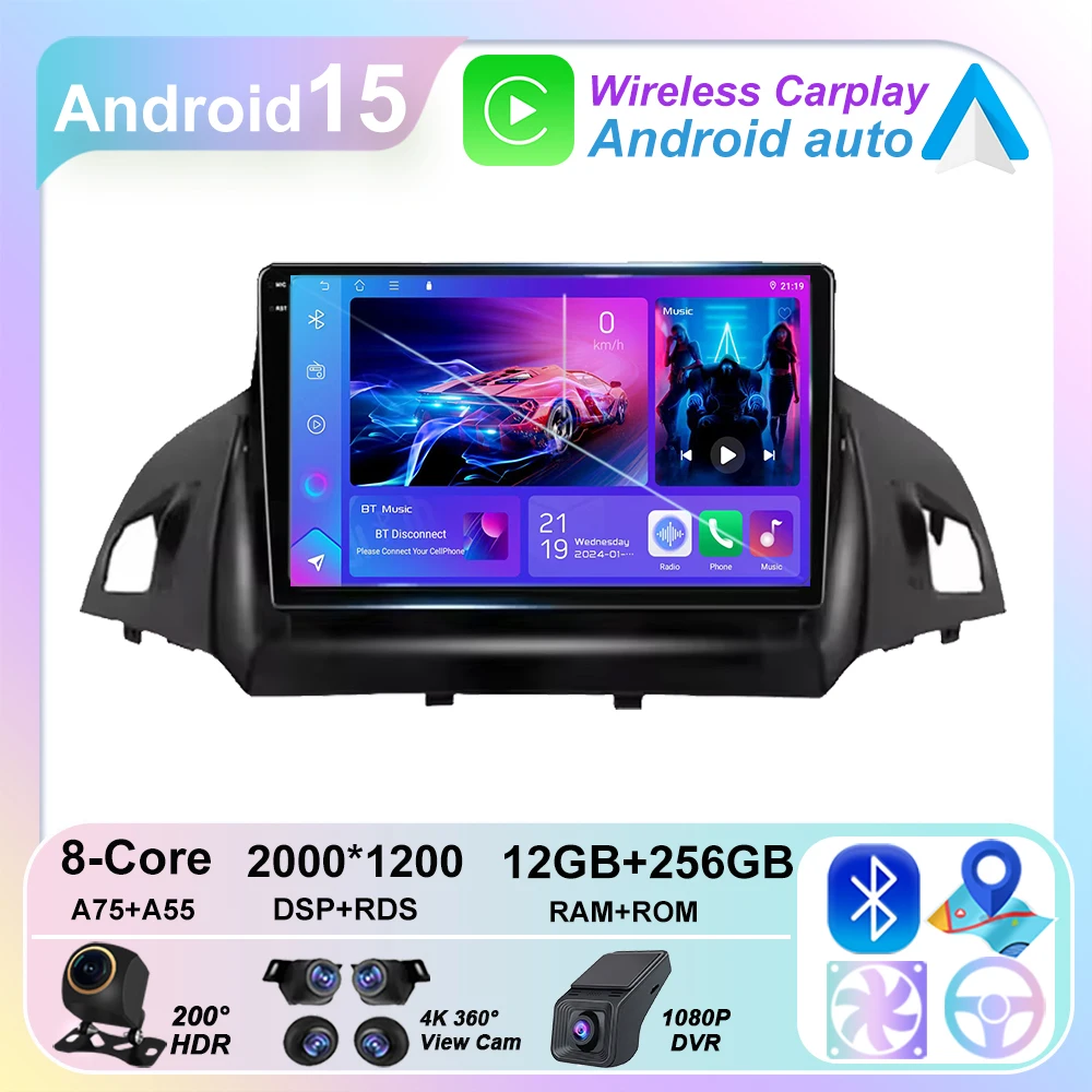 Android 15 For Ford C-MAX Kuga 2 Escape 3 2012--2019 Android Auto Radio Multimedia Player GPS Navigation Carplay Head Unit QLED
Android 15 For Ford C-MAX Kuga 2 Escape 3 2012--2019 Android Auto Radio Multimedia Player GPS Navigation Carplay Head Unit QLED