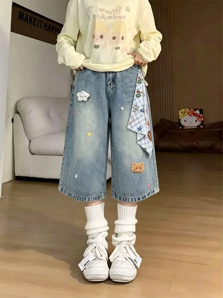 Women's Seven-Foot Jeans Summer New Style American Thin Loose Vintage Wide Leg Plaid Scarf Mid-Pants Casual High Waist Denim
Women's Seven-Foot Jeans Summer New Style American Thin Loose Vintage Wide Leg Plaid Scarf Mid-Pants Casual High Waist Denim