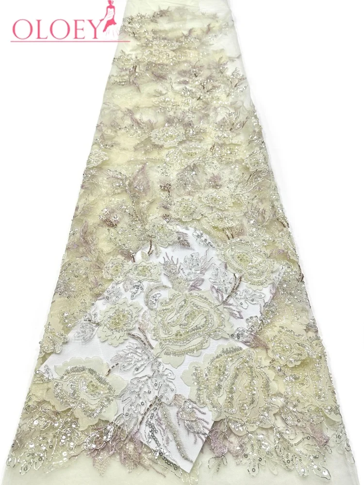 OLOEY French Lace Fabrics High Quality African Beaded Embroidered Nigerian Sequins Tulle Lace 5 Yards For Sewing Party Dresses
OLOEY French Lace Fabrics High Quality African Beaded Embroidered Nigerian Sequins Tulle Lace 5 Yards For Sewing Party Dresses