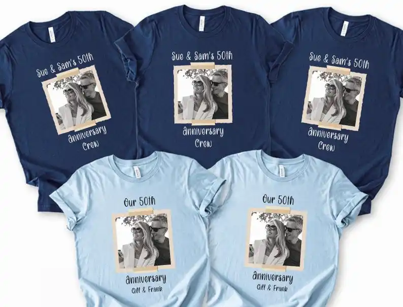 Custom Anniversary Photo Tees Unisex Cotton Stretchy Custom Photo Shirts for Couples Personalized Photo Wedding Anniversary Gift
Custom Anniversary Photo Tees Unisex Cotton Stretchy Custom Photo Shirts for Couples Personalized Photo Wedding Anniversary Gift