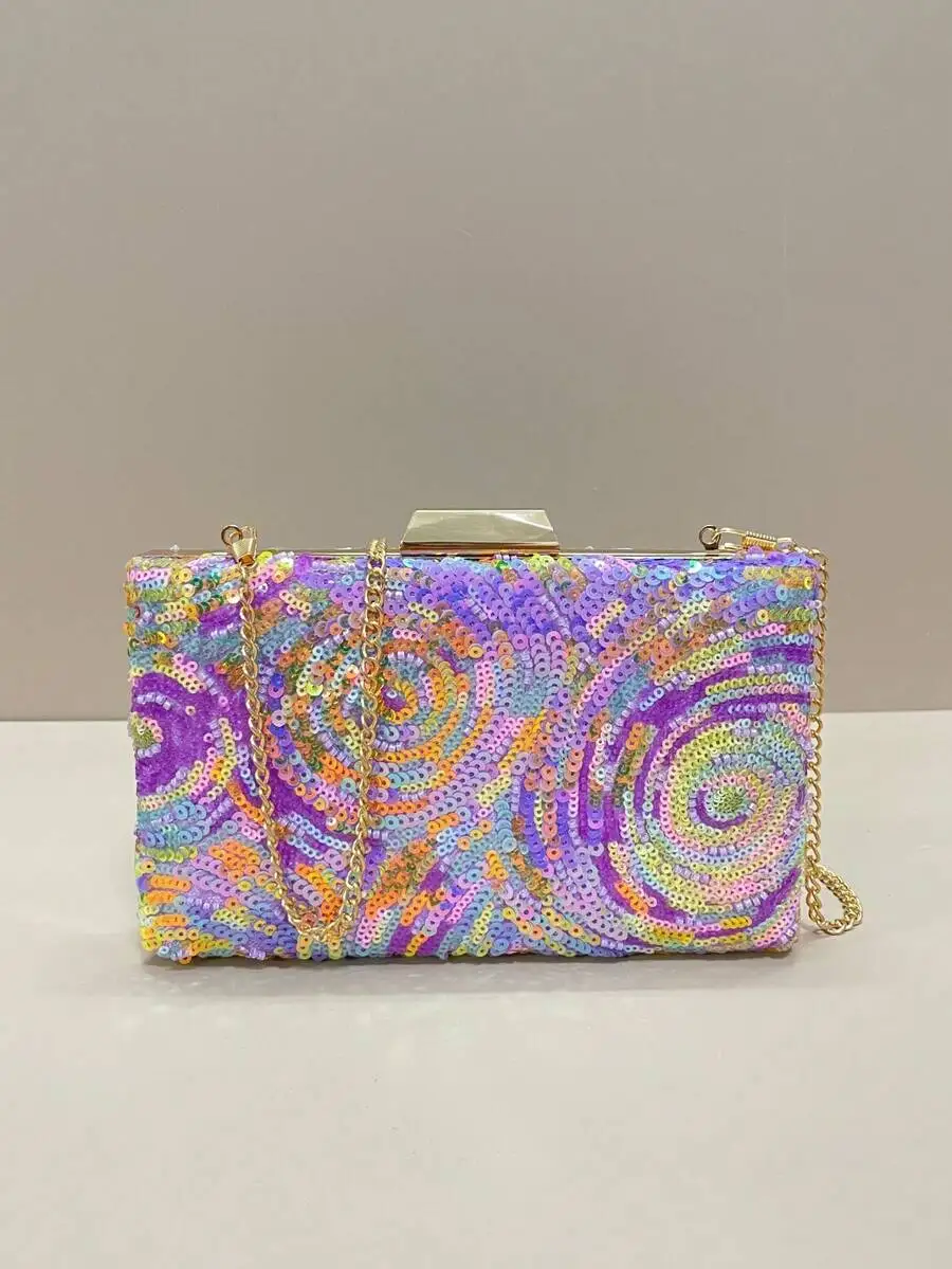 Sequin Embroidered Box Clutch Bag For Women Party Evening Handbag
Sequin Embroidered Box Clutch Bag For Women Party Evening Handbag