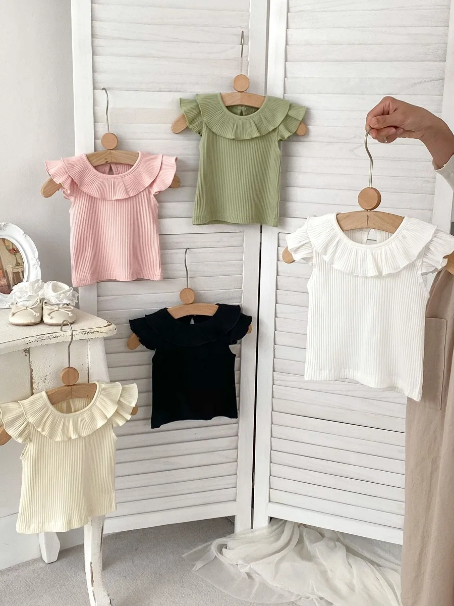 Cute Baby Girl T-Shirt 0-3Years Newborn Kids Solid Color Fly Sleeve Lotus Collar Ribbed Cotton Tee Shirt Casual Summer Clothes
Cute Baby Girl T-Shirt 0-3Years Newborn Kids Solid Color Fly Sleeve Lotus Collar Ribbed Cotton Tee Shirt Casual Summer Clothes