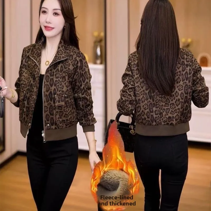 Fashionable Leopard Print Women's Jacket 2025 Autumn Winter Slimming Casual Loose Short Coat with Fleece for Small Figures
Fashionable Leopard Print Women's Jacket 2025 Autumn Winter Slimming Casual Loose Short Coat with Fleece for Small Figures