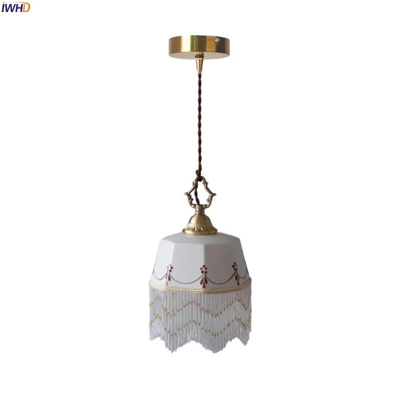 IWHD Tassel Ceramic LED Pendant Lights For Bedroom Dining Room Decoration French Vintage Copper Hanging Lamp Lighting Hanglampen
IWHD Tassel Ceramic LED Pendant Lights For Bedroom Dining Room Decoration French Vintage Copper Hanging Lamp Lighting Hanglampen