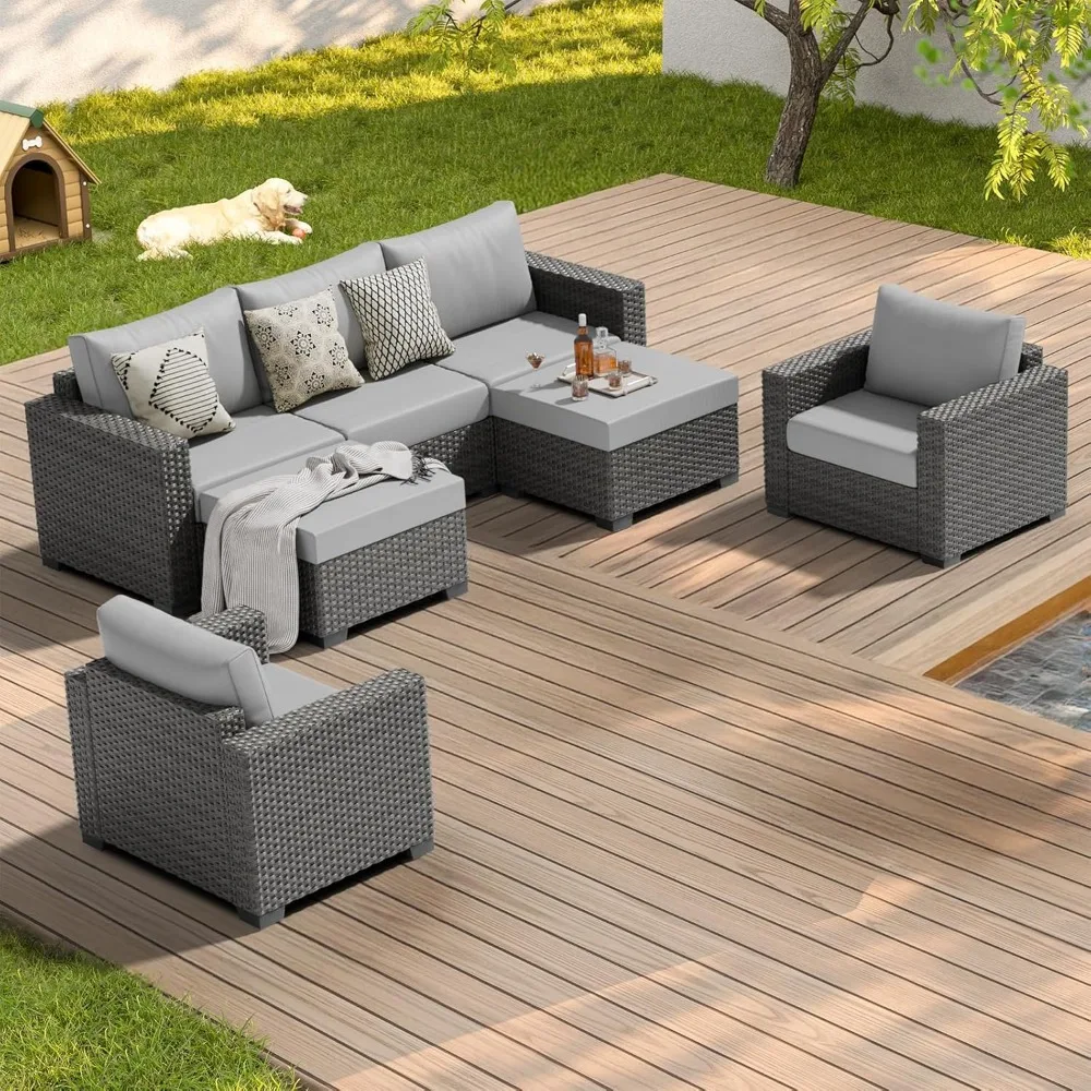 Outdoor Patio Furniture Set, 5 Piece 5 Seats Comfortable Wicker Rattan Outdoor Furniture Set with Ottoman,Deep Seat & 4.72'' Thi
Outdoor Patio Furniture Set, 5 Piece 5 Seats Comfortable Wicker Rattan Outdoor Furniture Set with Ottoman,Deep Seat & 4.72'' Thi