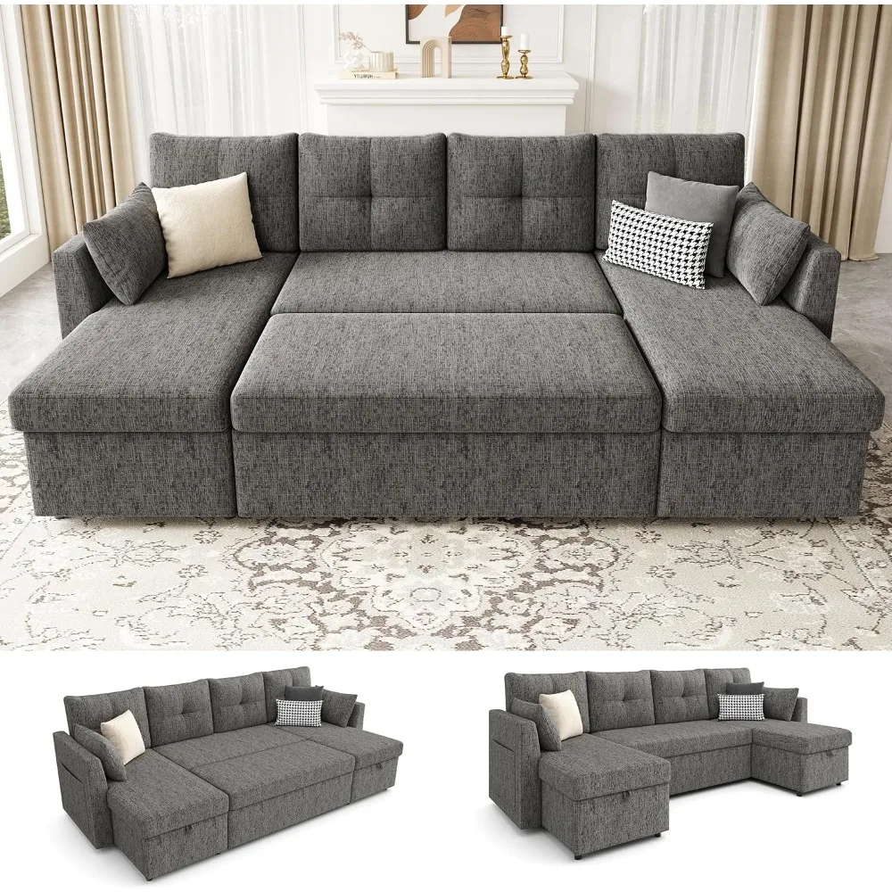 Sleeper Sofa Couch, 110 inch 2 in 1 Pullout Couch Bed with Double Storage Chaise, Sectional Sleeper Sofa Bed with Side
Sleeper Sofa Couch, 110 inch 2 in 1 Pullout Couch Bed with Double Storage Chaise, Sectional Sleeper Sofa Bed with Side