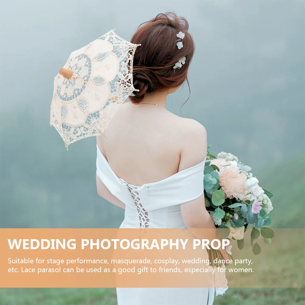 Lace Embroidered Umbrella Beige Bridal Wedding Decorative Umbrella Decor Photo Prop Tea Party Dance Accessories
Lace Embroidered Umbrella Beige Bridal Wedding Decorative Umbrella Decor Photo Prop Tea Party Dance Accessories