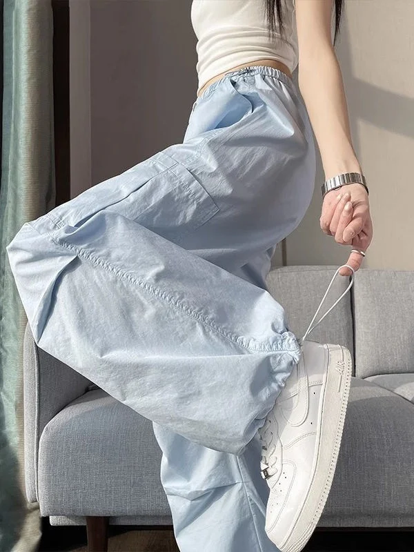 Blue Ice Silk Women's Work Trousers High Waist Slimming Spring Summer New Style Quick Dry Paratrooper Sports Pants Casual Pants
Blue Ice Silk Women's Work Trousers High Waist Slimming Spring Summer New Style Quick Dry Paratrooper Sports Pants Casual Pants