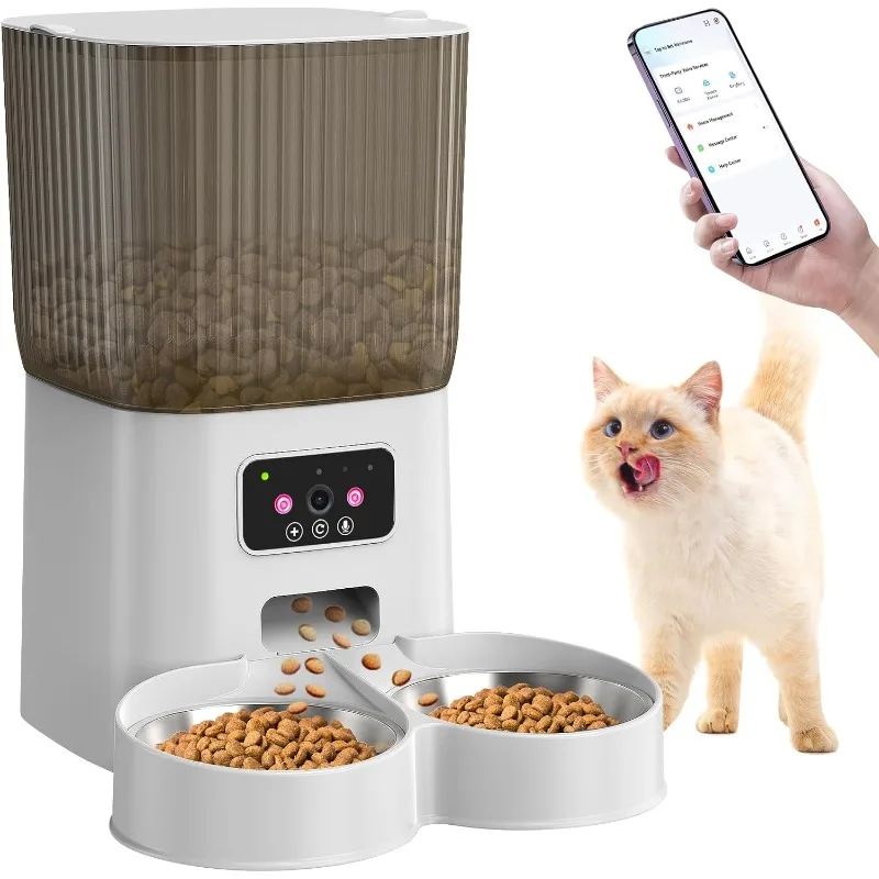 Automatic Cat Feeder with Camera, 1080P HD Video with Night Vision 2.4G WiFi Auto Pet Feeder with 2-Way Audio,
Automatic Cat Feeder with Camera, 1080P HD Video with Night Vision 2.4G WiFi Auto Pet Feeder with 2-Way Audio,