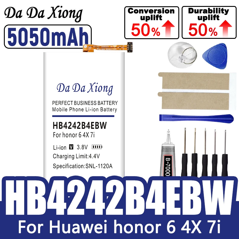 Аккумулятор HB4242B4EBW емкостью 5050 мАч для Huawei Honor 6 4X 7i che2-l11 H60-L01 H60-L02 H60-L11 H60-L04
Аккумулятор HB4242B4EBW емкостью 5050 мАч для Huawei Honor 6 4X 7i che2-l11 H60-L01 H60-L02 H60-L11 H60-L04