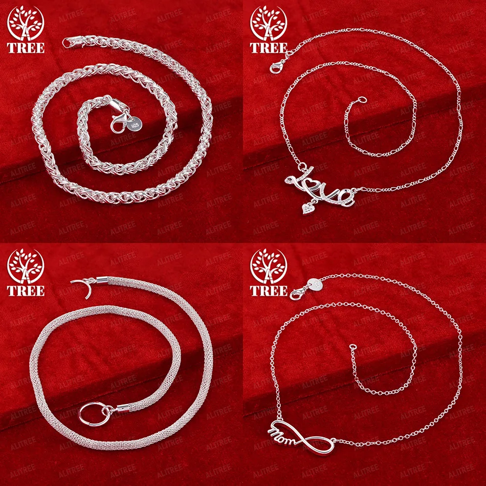Beautiful 925 Sterling Silver Heart Letter Mesh Chain Twisted Geometric Necklace Women Party Birthday Jewelry Gift Accessories
Beautiful 925 Sterling Silver Heart Letter Mesh Chain Twisted Geometric Necklace Women Party Birthday Jewelry Gift Accessories