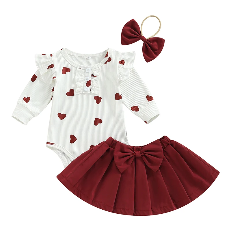Newborn Baby Girls Jumpsuits Set Valentine's Day Heart Print Long Sleeves Romper and Casual Pleated Skirt Headband Outfit
Newborn Baby Girls Jumpsuits Set Valentine's Day Heart Print Long Sleeves Romper and Casual Pleated Skirt Headband Outfit