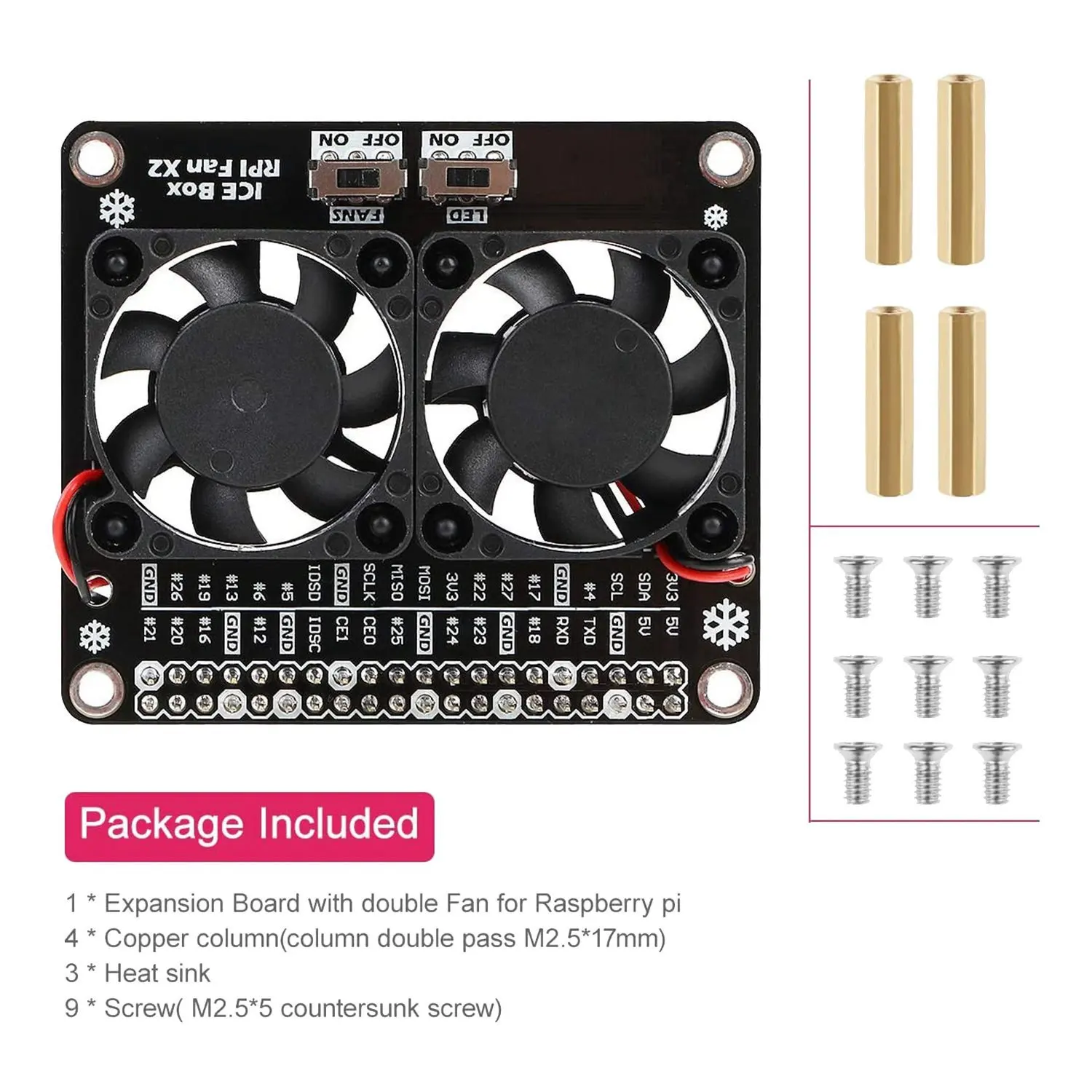 New--For Raspberry Pi 4B Dual Cooling Fans, For Raspberry Pi 4B Heatsink Kit, For Raspberry Pi 4B GPIO Expansion Board
New--For Raspberry Pi 4B Dual Cooling Fans, For Raspberry Pi 4B Heatsink Kit, For Raspberry Pi 4B GPIO Expansion Board