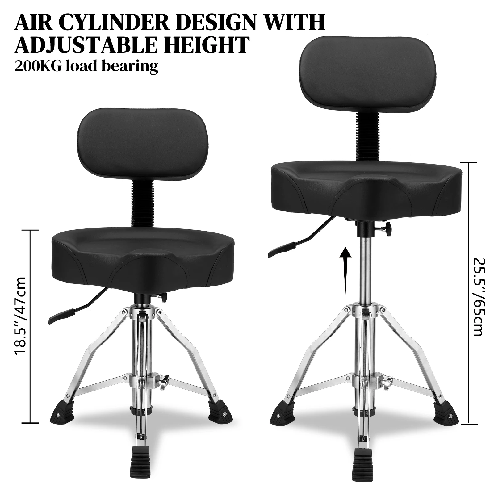 Drum Throne with Backrest Hydraulic Drum Stool Adjustable Height Heavy Duty Hydraulic Drum Seat Saddle Design for Drummers Black
Drum Throne with Backrest Hydraulic Drum Stool Adjustable Height Heavy Duty Hydraulic Drum Seat Saddle Design for Drummers Black