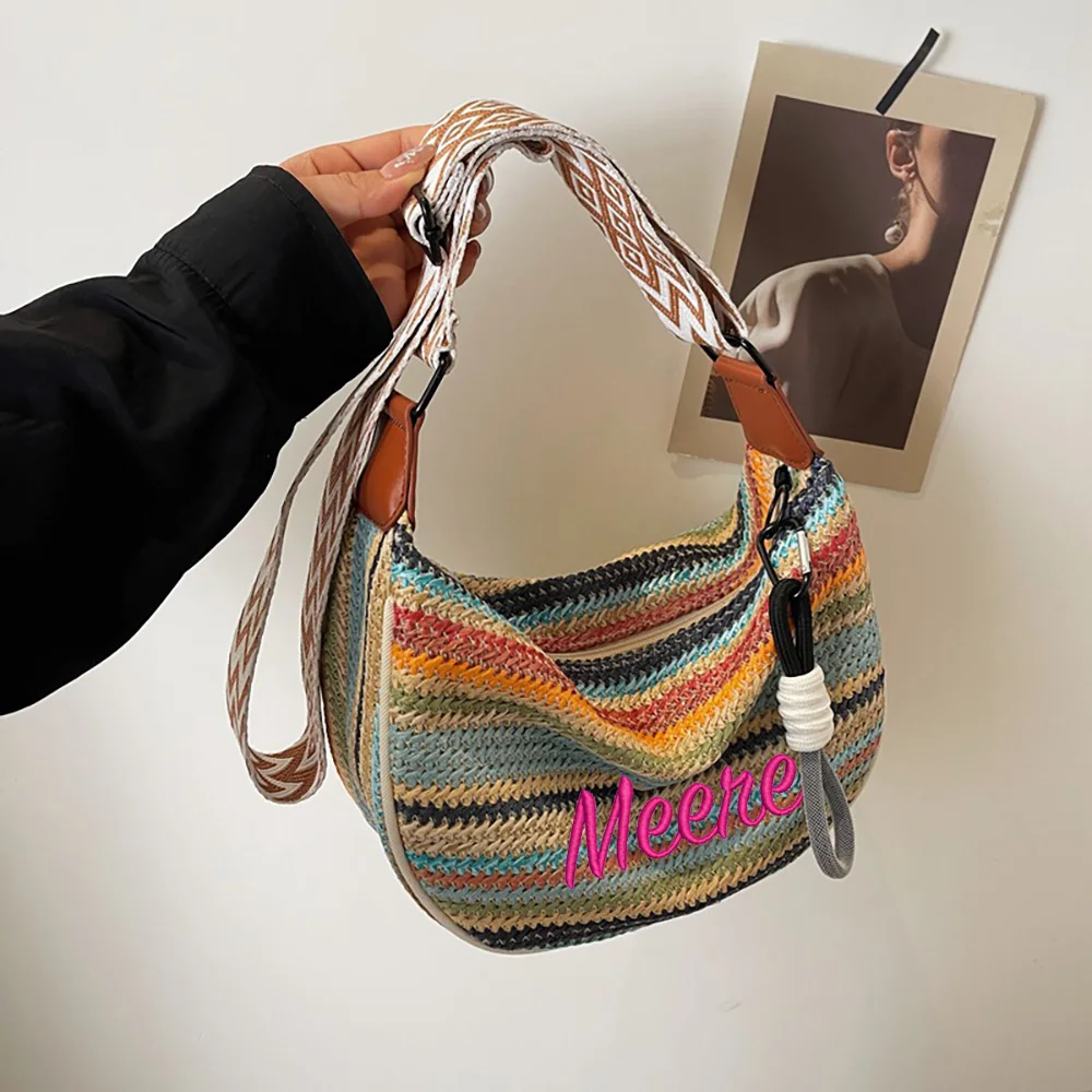 Fashion Rainbow Straw Bag For Women, New Custom Embroidery Armpit Shoulder Bag, Versatile Large Capacity Commuting Crossbody Bag
Fashion Rainbow Straw Bag For Women, New Custom Embroidery Armpit Shoulder Bag, Versatile Large Capacity Commuting Crossbody Bag