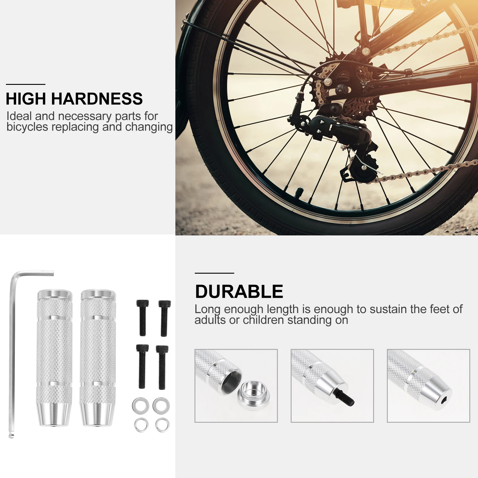 Bicycle Pedals Bike Pegs Aluminum Alloy Non-Slip Long Length Compatible Mountain Bike Adult Kids Durable Strong Cycling
Bicycle Pedals Bike Pegs Aluminum Alloy Non-Slip Long Length Compatible Mountain Bike Adult Kids Durable Strong Cycling