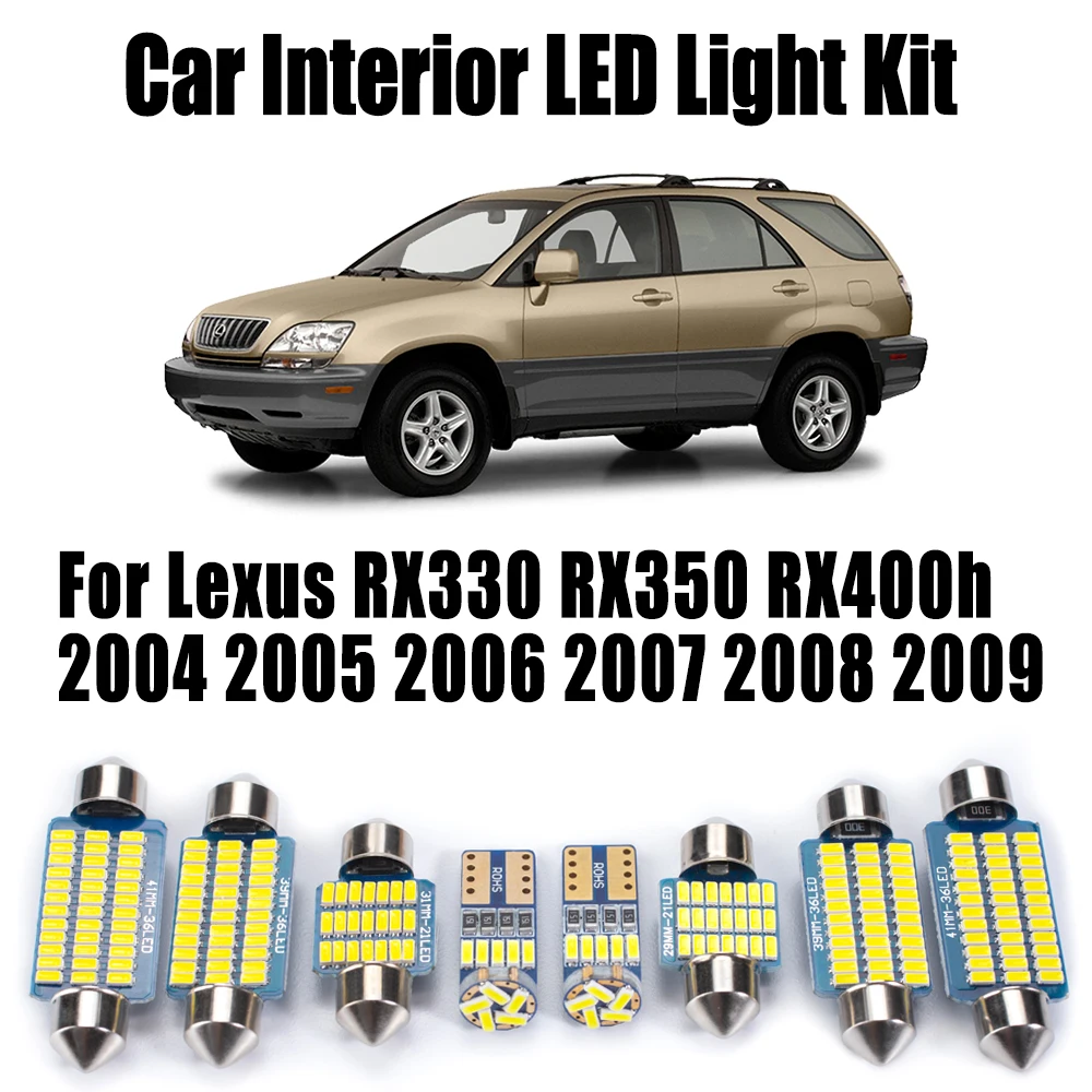 19 шт. Canbus светодиодный комплект внутреннего купольного освещения для Lexus RX330 RX350 RX400h 2004-2008 2009 автомобильные лампы для чтения, аксессуары 
19 шт. Canbus светодиодный комплект внутреннего купольного освещения для Lexus RX330 RX350 RX400h 2004-2008 2009 автомобильные лампы для чтения, аксессуары