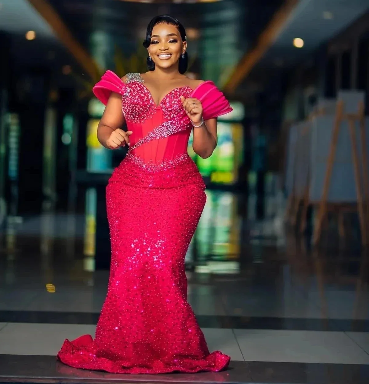 African plus size Sweetheart Ball Dress Crystal Pearl Mermaid Evening Dress Women's Wedding Party Dress Robe Customized
African plus size Sweetheart Ball Dress Crystal Pearl Mermaid Evening Dress Women's Wedding Party Dress Robe Customized