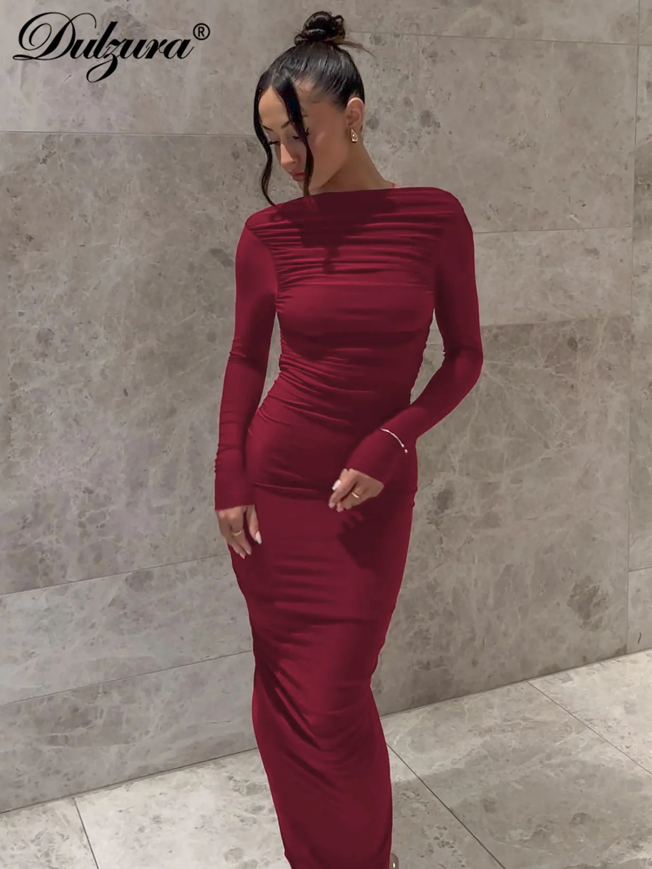 Dulzura Long Sleeves Backless Ruched Patchwork Maxi Dress Solid Sexy Elegant Long Dress Prom Party Clubwear Autumn Winter Outfit
Dulzura Long Sleeves Backless Ruched Patchwork Maxi Dress Solid Sexy Elegant Long Dress Prom Party Clubwear Autumn Winter Outfit