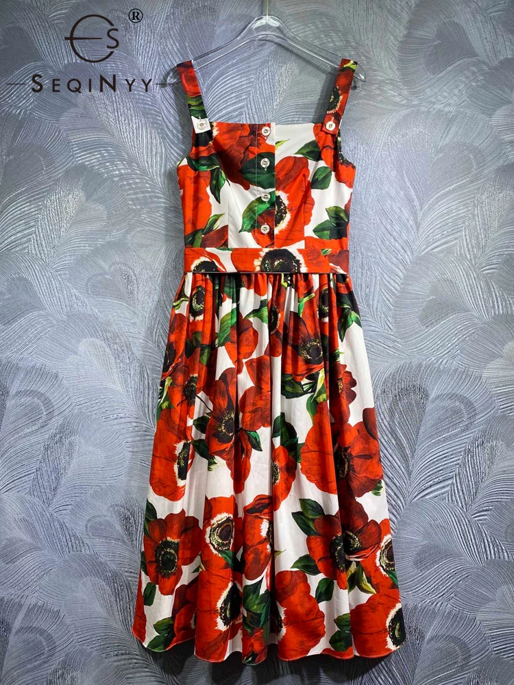 SEQINYY 100% Cotton Dress Midi Summer Spring New Fashion Design Women Runway Strapless Vintage Red Flower Print Casual Holiday
SEQINYY 100% Cotton Dress Midi Summer Spring New Fashion Design Women Runway Strapless Vintage Red Flower Print Casual Holiday