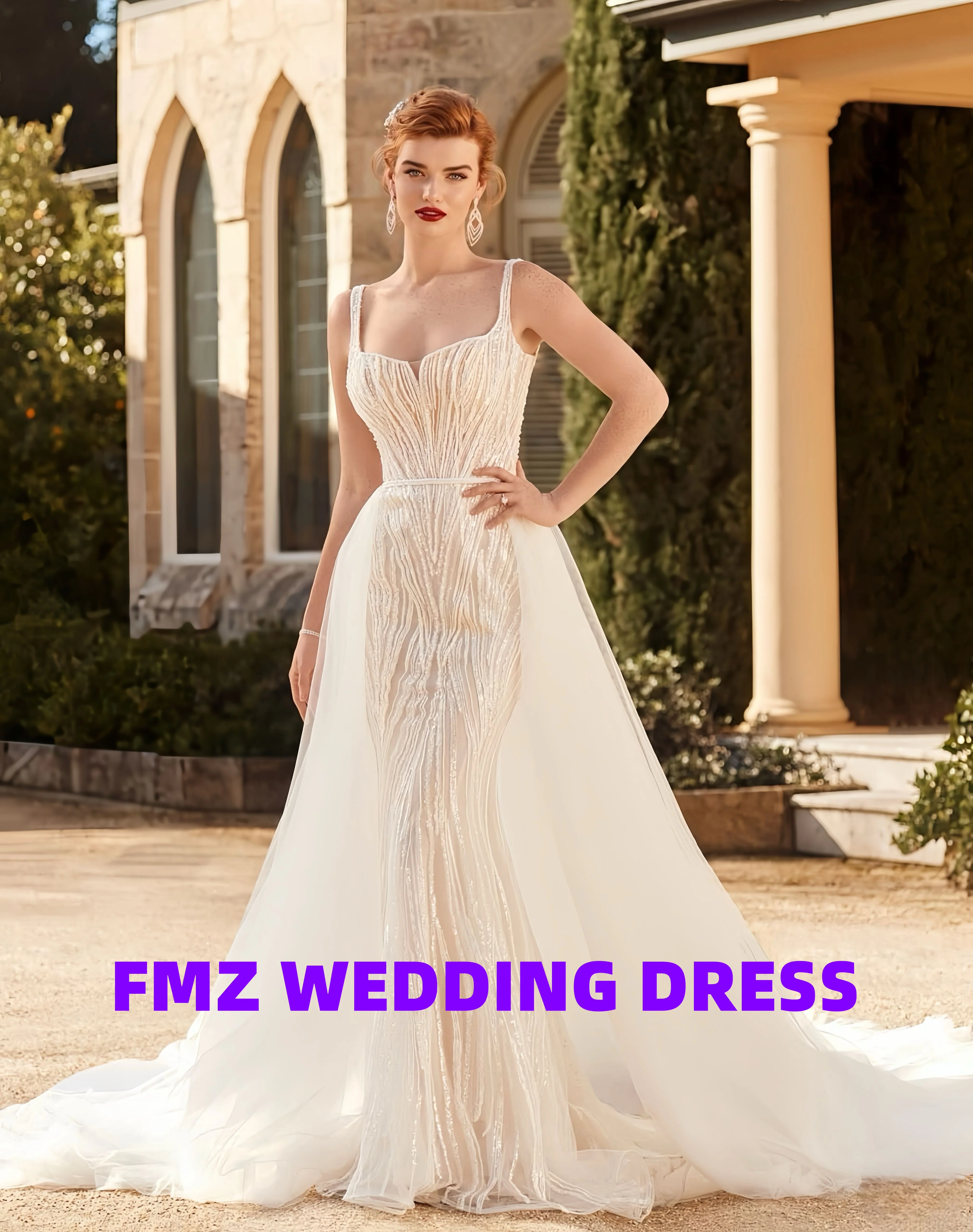 Роскошное и красивое свадебное платье по индивидуальному заказу, воротник в форме сердца, русалка без рукавов, расшитое бисером, блестящее, со съемным хвостом.
Роскошное и красивое свадебное платье по индивидуальному заказу, воротник в форме сердца, русалка без рукавов, расшитое бисером, блестящее, со съемным хвостом.