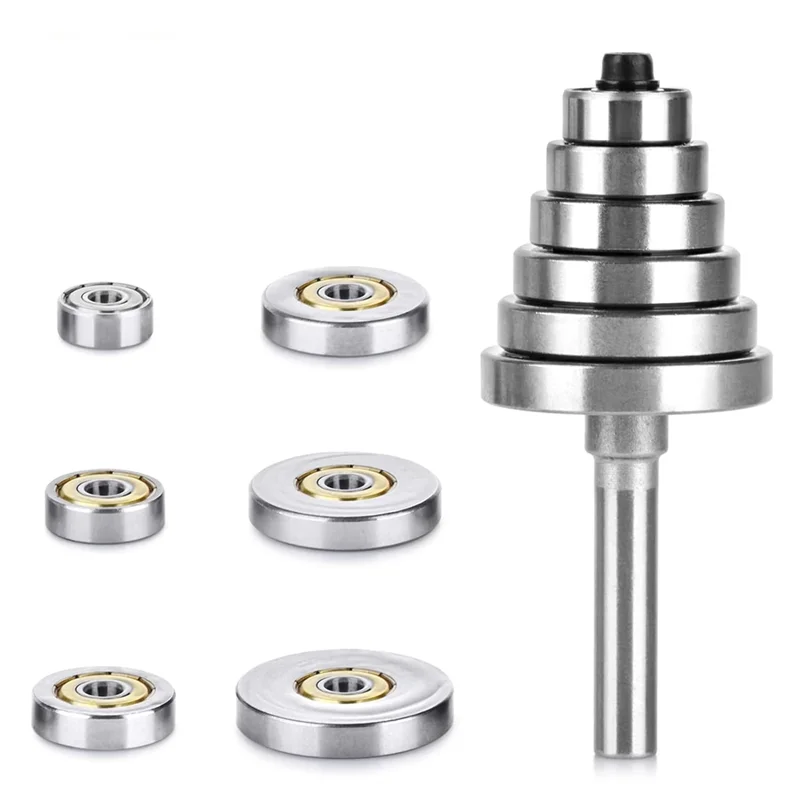 A02F-4Pcs Router Bits 1/4 Shank With 6 Bearings Set Rabbeting Router Bit For Wood Grooving With 1/2In To 1/4In Router Collet
A02F-4Pcs Router Bits 1/4 Shank With 6 Bearings Set Rabbeting Router Bit For Wood Grooving With 1/2In To 1/4In Router Collet