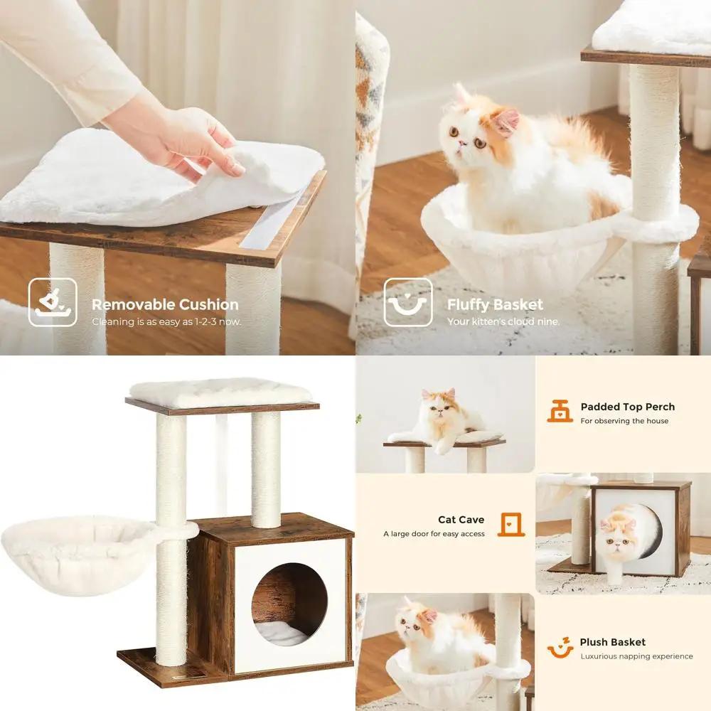 Компактный кошачий дерево-переходник с лежанками и стойками для когтей, съемные подушки, цвет рустик-коричневый, для котят и домашних кошек
Компактный кошачий дерево-переходник с лежанками и стойками для когтей, съемные подушки, цвет рустик-коричневый, для котят и домашних кошек