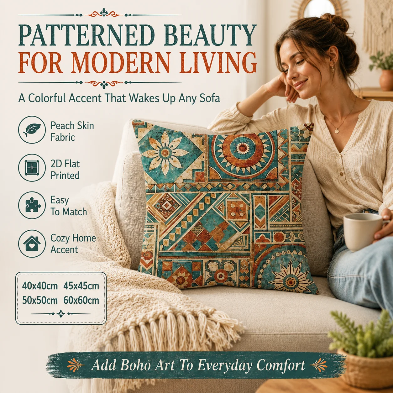 Boho Mosaic Pillowcase 2D Flat Printed Peach Skin Cushion Cover Ethnic Mandala Geometric Sofa Living Room Home Decorative Pillow
Boho Mosaic Pillowcase 2D Flat Printed Peach Skin Cushion Cover Ethnic Mandala Geometric Sofa Living Room Home Decorative Pillow
